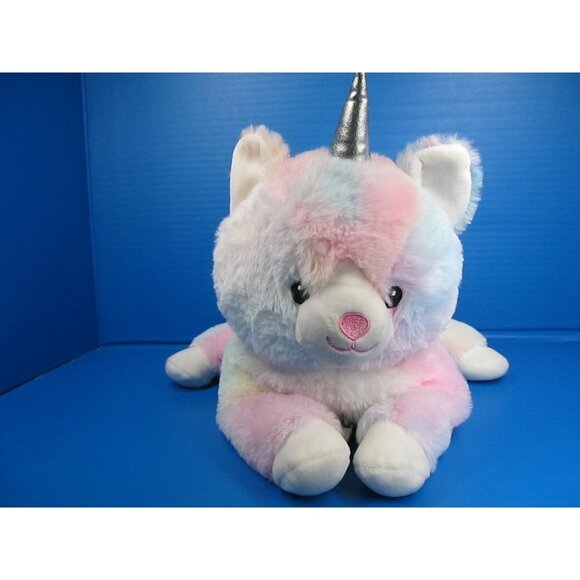 Hug A Babies Plush Pastel Rainbow Unicorn Stuffed Toy With Silver Horn  11" - Picture 1 of 11
